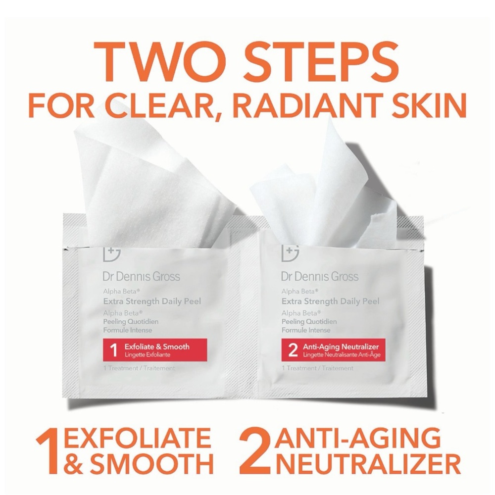 1 PACK 2-STEP DR. DENNIS GROSS ALPHA BETA EXTRA STRENGTH DAILY PEEL PADS